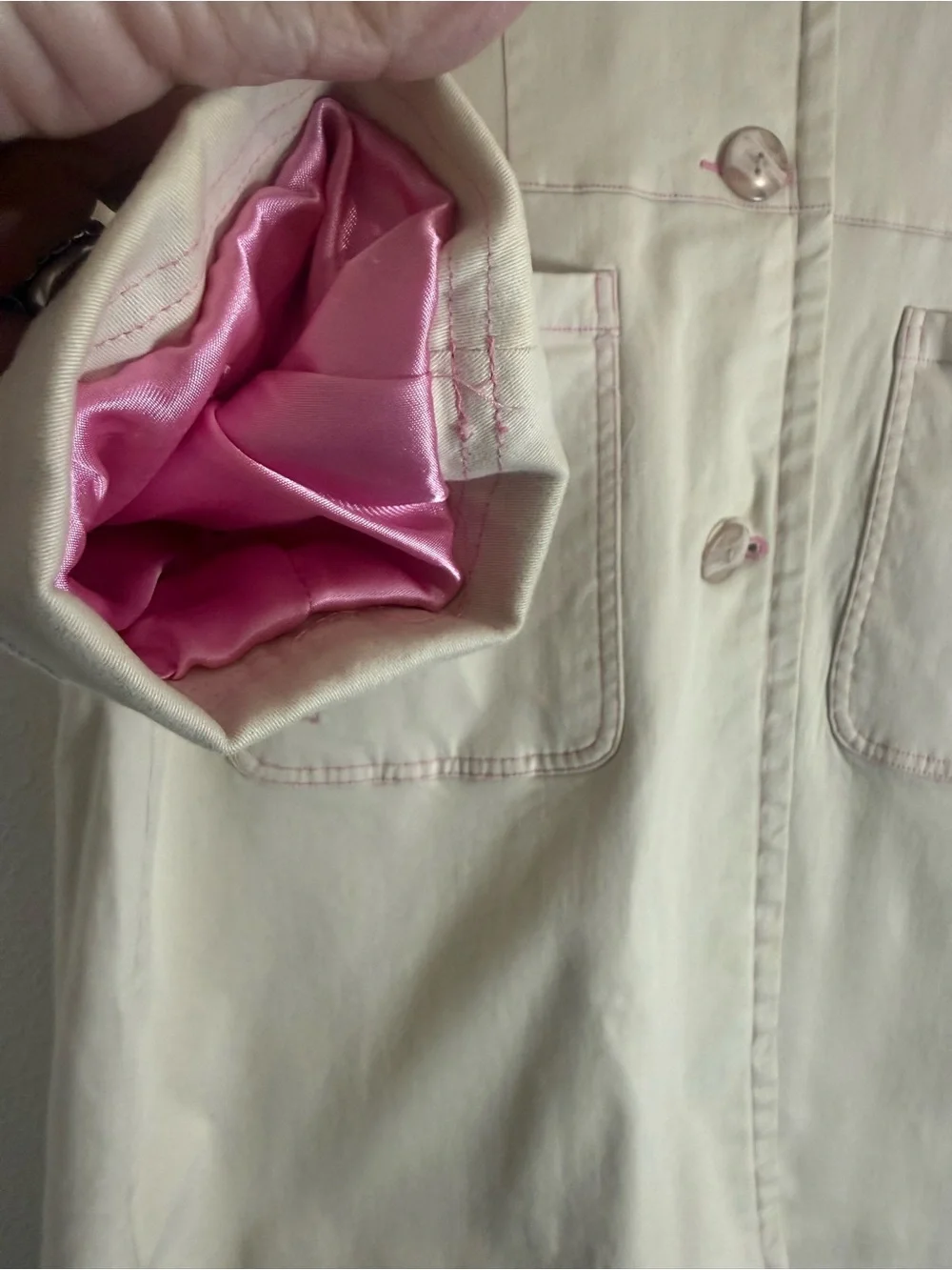 Denim & Co Y2K Safari Trench Car Coat Pink Lining L